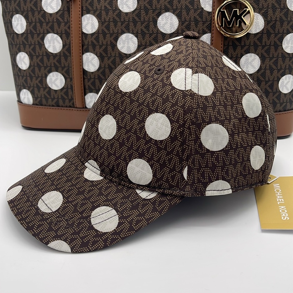 Michael Kors Women's Baseball Cap Hat Adjustable OS Chocolate BROWN DOTS
NWT - Picture 3 of 16